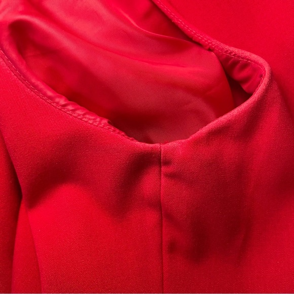 Calvin Klein Red Sleeveless Sheath Dress Pleated Detail Size 14 Career Office - Picture 14 of 14